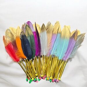 Colorful Hand painted Feather Pen | Ball Point Black Ink